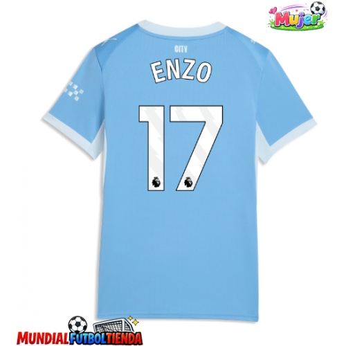 Camiseta Manchester City Enzo Fernandez #17 Primera Equipación Replica 2026-27 para mujer mangas cortas